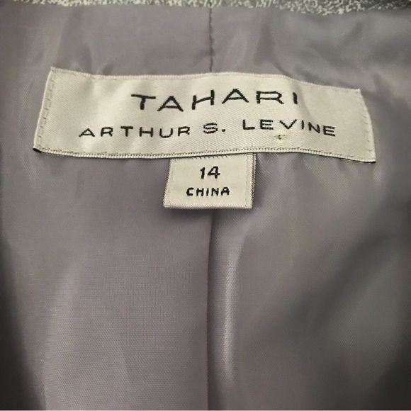 Tahari ASL Blazer Women’s Size 14 Grey Open Front Long Sleeve Shoulder Pads - Picture 8 of 8